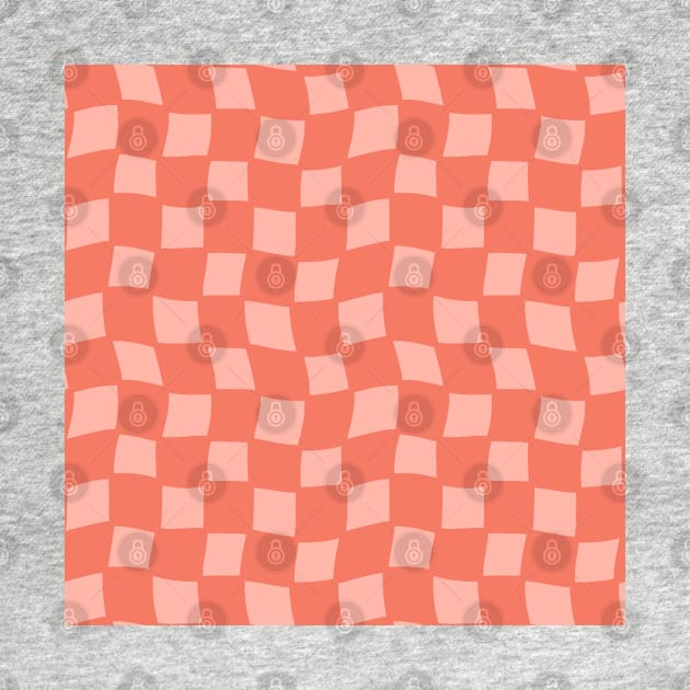 Abstract Checker Board - coral and peach by JuneNostalgia